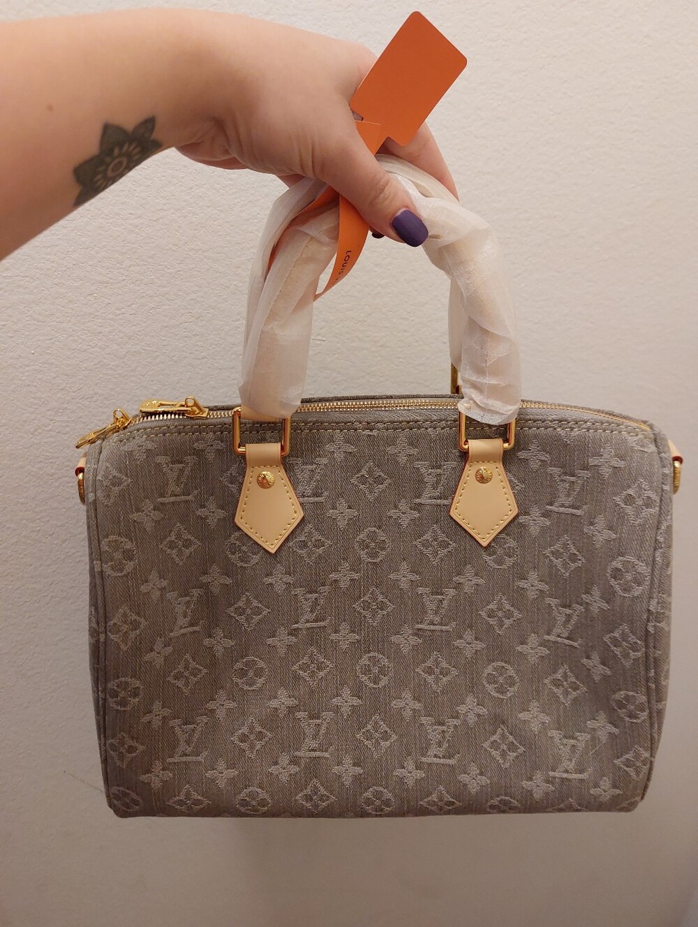 Source Unknown Beige Monogram Canvas Satchel with Gold Hardware - Picture 6 of 15